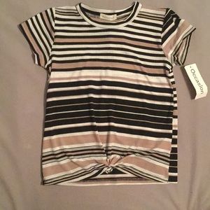 Occasion striped front knot shirt